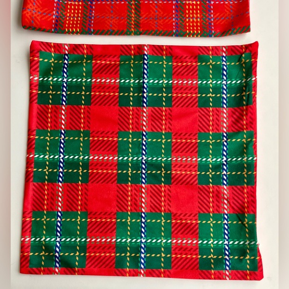 Vintage 70’s Red Plaid Multicolored Designs Zippered Pillow Case Covers Set Of 4 - Picture 3 of 7